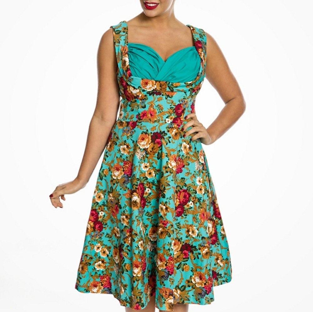 Lindy bop Ophelia teal floral dress